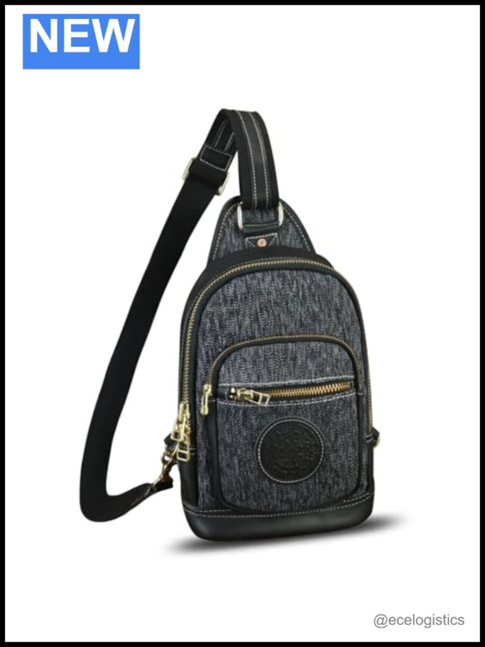 Canvas Genuine Leather Sling Bag for Men/Women Crossbody Chest Backpack